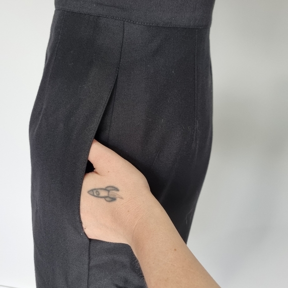 Fletcher Jones Black Wool Blend Midi Pencil Skirt Vintage 90s Size 16 - Picture 6 of 11